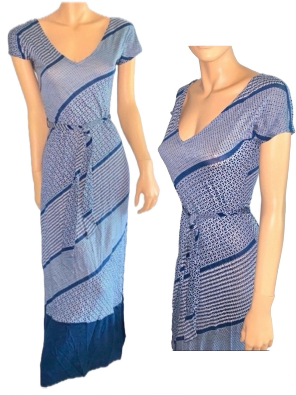 NWT Banana Republic Gorgeous Tie Waist Maxi Dress Geometric